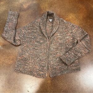 J. Jill Multicolor Italian Yarn shawl Collar Sweater Sz L